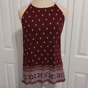 Old Navy Flowy Loose Fitting Halter Tank Top Small Navy Maroon Red Burgandy